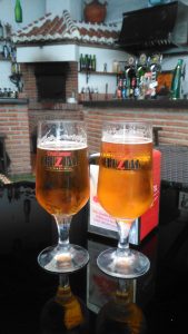 Two ice cold Spanish beers in a local bar!