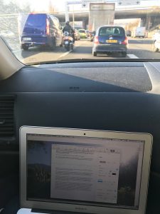 When the energy comes in to write... it doesn't matter where you are! Blogging around the outskirts of Paris and trying not to see the crazy driving around us!